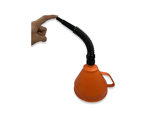 LEXBAX wide mouth Long neck lubrication Plastic funnel orange color Pack of 1 pc