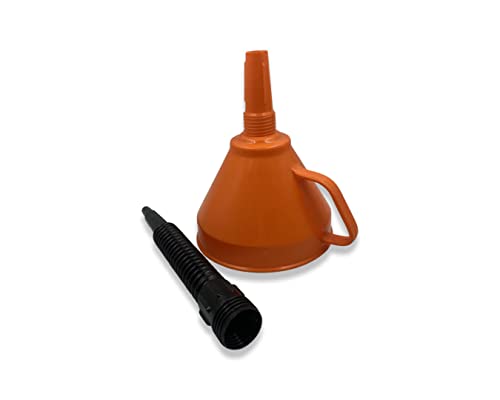LEXBAX wide mouth Long neck lubrication Plastic funnel orange color Pack of 1 pc